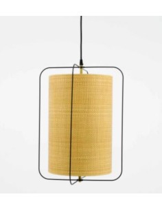 vintage hanging ceiling lamp with raffia shade 2