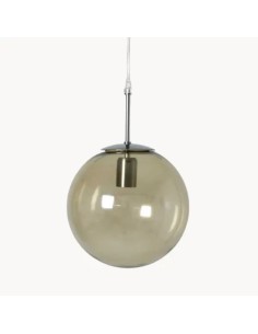 lámpara de techo vintage con bola de cristal fumé y cuerpo de acero con acabado de cromo brillo