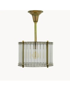 lámpara de techo vintage con pantalla fabricada en tubos de cristal de 20cm