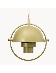 lámpara de techo colgante estilo vintage industrial con  cuerpo de metal acabado en pintura de efecto oro