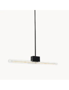lámpara de techo vintage  con una linestra S14 de luz cálida integrada en el soporte de metal acabado negro mate