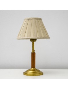 lampara estilo restro sobremesa de luz vintage pantalla artesana plisada de tela 2