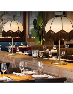 Vintage table lamp fringed dome lampshade - Dalmar 2