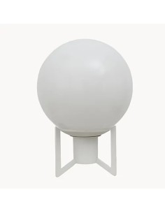Lámpara de mesa vintage con bola cristal en acabado blanco opalizado