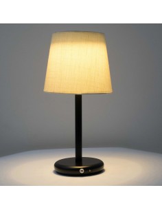 Desk lampshade of beige fabric with battery - Pía