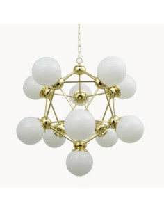 lámpara de techo vintage en forma de átomo con 11 bolas de cristal opal