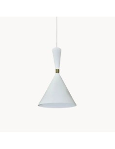 vintage industrial style pendant lamp with matte white and gold metal shade