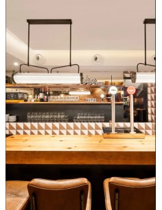 hanging vintage ceiling lamps with scratched glass tube and matte black finish ideal for bar counters and restaurants 2