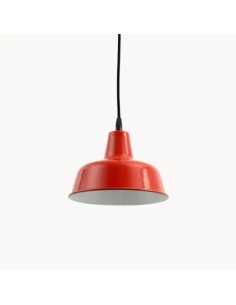 lámpara de luz vintage estilo industrial con pantalla de metal color rojo