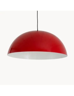 lámpara de techo estilo vintage industrial con campana de metal color rojo y blanco