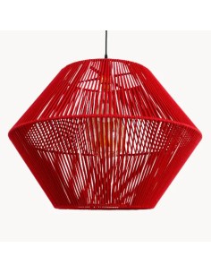 lámpara colgante de luz vintage estilo rústico con cuerdas color rojas