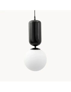lámpara colgante vintage de estilo industrial con bola de cristal blanco opal y diferentes acabados