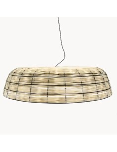 Vintage Light Wicker Circular Pendant Lamp