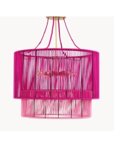 Ceiling lamp with pink ropes