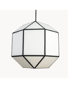 Vintage ceiling lamp with geometric fabric lampshade -...