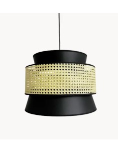 Vintage pendant lamp with black and enea lampshade - Efra