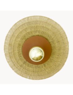 Vintage round wall light with fabric fringes and metal structure