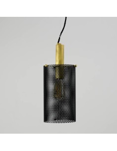 Lámpara colgante vintage cilíndrica con acabado en negro 2