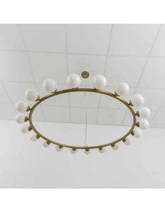 Gold or black ring vintage lamp with white glass balls -... 2