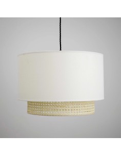 vintage ceiling lamp with a double cylindrical fabric shade 2