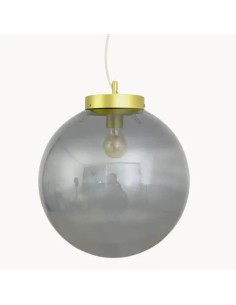 Vintage smoked gray glass ball pendant lamp - Elliot