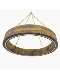 lámparas colgantes vintage estilo rústico de madera circular con LED incrustado