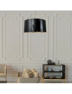 Ceiling lamp with shiny white and golden lampshade - Devak