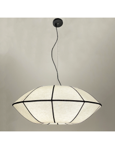 Classic silk "UFO" lampshade with black ribbon