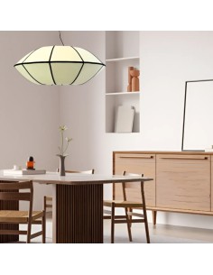 Classic silk "UFO" lampshade with black ribbon 2