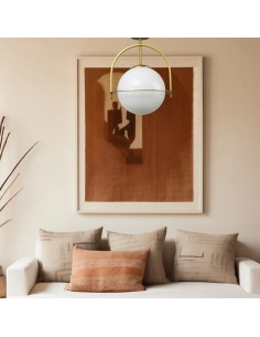ceiling lamp with matt gold finish surrounded by a ring with a crystal ball 2