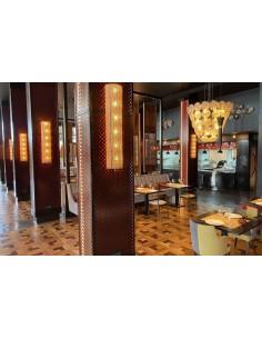 Wall light with glass rods and warm light in brass finishes 2