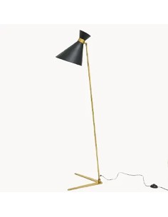 industrial style floor lamp in black and brass finish