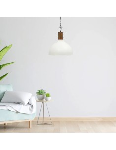 vintage industrial style ceiling pendant lamp with matte white metal shade 2