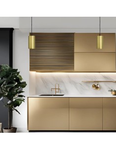 lámpara colgante estilo vintage industrial formada por un cilindro de metal color latón envejecido 2