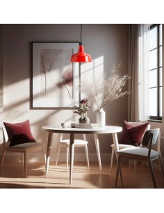 lámpara de techo ideal acabado en color rojo brillo por el exterior y blanco en el interior 2