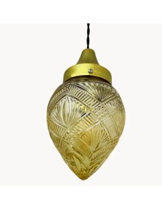 Vintage pendant lamp with amber glass lampshade - Garner