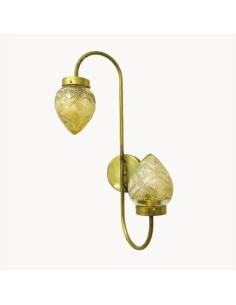Vintage wall sconce with two amber glass lampshade  - Garner