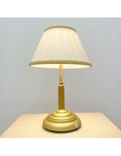 Vintage table lamp with battery and silk lampshade - Garret