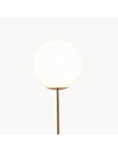 Lámpara de pie vintage con soporte de metal dorado brillante y bola de cristal blanca de luz vintage