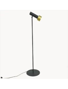 Lámpara de pie industrial en dorado y acabado negro mate de Luz Vintage con foco lector