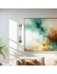 vintage wall lamp made of transparent glass tube with two metal meshes 2