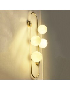 Brass Tubular Wall Light with Four Crystal Balls