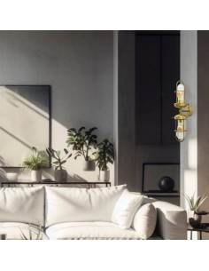 vintage navy style wall light with various finishes and two transparent glass lampshades 2