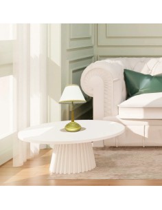 Lámpara de mesa estilo vintage con ribete de color dorado 2
