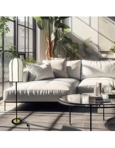 handmade vintage floor lamp with white linen fabric 2