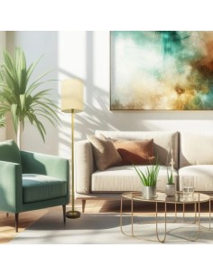 floor lamp with vintage light fabric lampshade 2