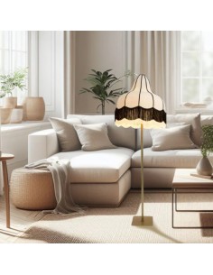 Vintage floor lamp with fringed pagoda shade 2