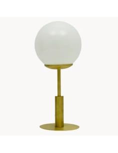 lámpara de mesa con bola de cristal blanco opal