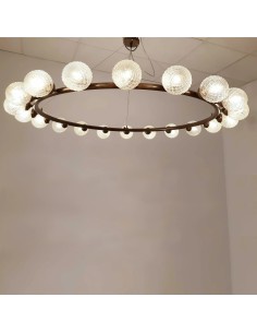 Vintage ceiling lamp carved glass balls - Mariana 2