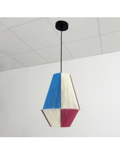 Vintage ceiling pendant lamp with coloured threads shade